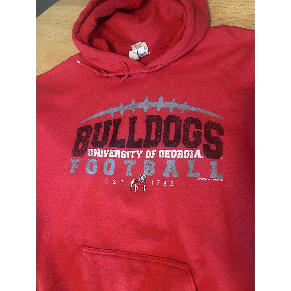 UGA Bulldogs Football Red Hoodie Womens LRG Gildan Heavy Blend Pullover Georgia - Picture 6 of 13